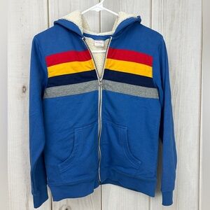 Like NEW!!! Hanna Andersson Blue Hoodie with Red and Yellow Stripes